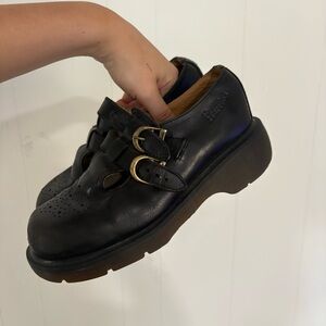 Dr. Martens Black Leather Shoes Size 6 men’s woman’s 8 Buckle Comfort Vintage